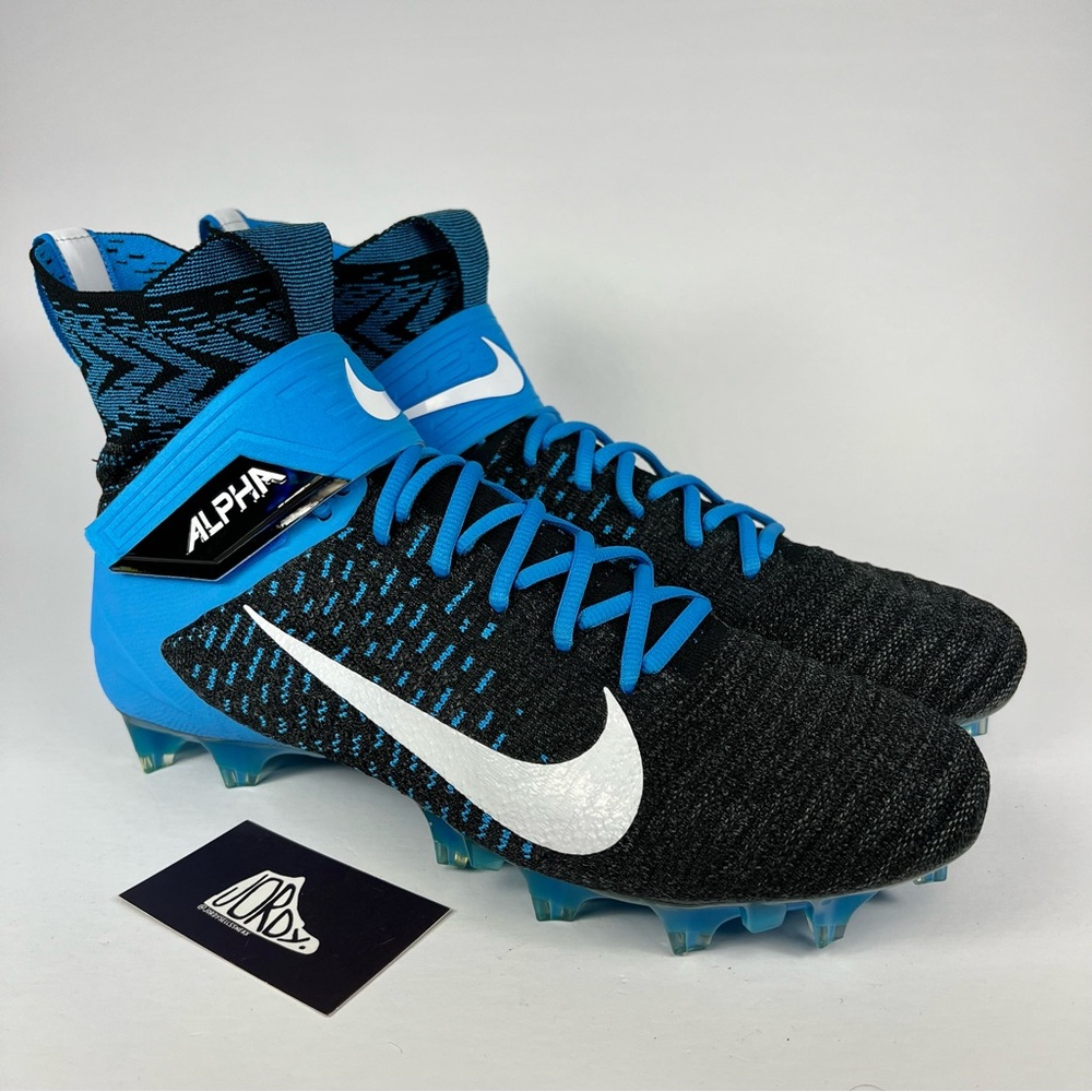 Nike Alpha Menace Elite 2 Flyknit Carolina Panthers Blue Black Football Cleats